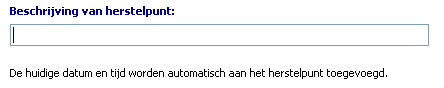 Herstelpunt beschrijving