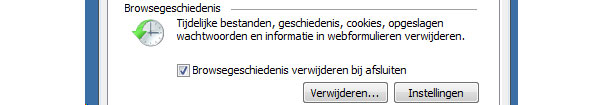 Browser geschiedenis automatisch verwijderen in Internet Explorer 8