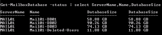 Exchange 2010 Database Size - Powershell