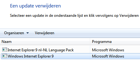 Internet Explorer 9 verwijderen