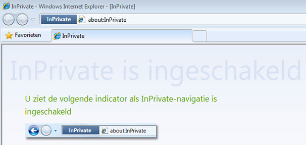 InPrivate-navigatie is aktief