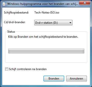 Iso branden vanuit Window s7