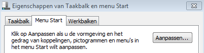 Menu Start - Aanpassen