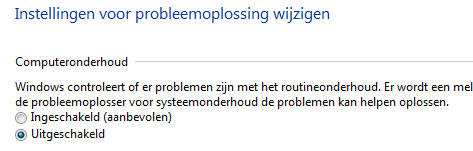 Instellingen voor Probleemoplossing uitschakelen