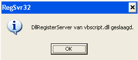 Vbscript.dll registratie geslaagd