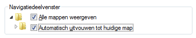 Navigatiedeelvenster - Mappen automatisch uitvouwen