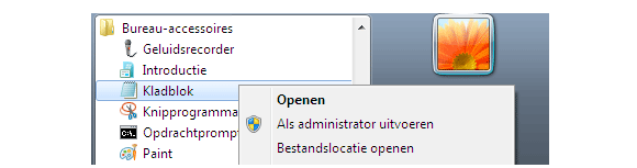 Kladblok als Administrator Uitvoeren in Windows 7